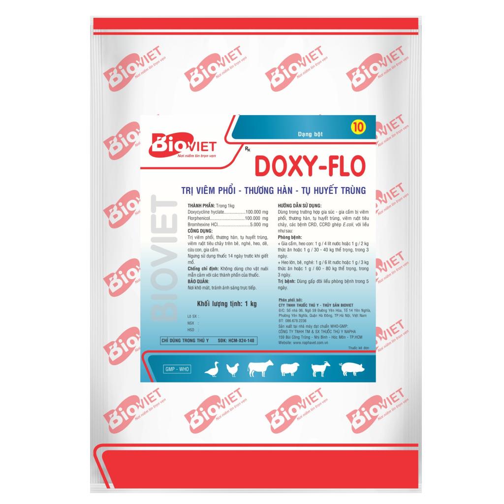 DOXY - FLO ( 10%-10% )     ĐẶC TRỊ VIÊM PHỔI , HEN SUYỄN, KHÒ KHÈ TRÊN VẬT NUÔI.