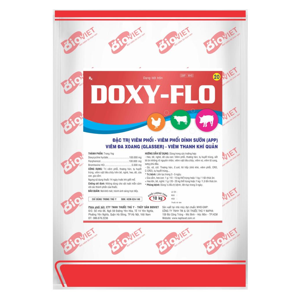 DOXY - FLO ( 10%-10% )  ĐẶC TRỊ BỆNH HÔ HẤP TRÊN GIA SÚC, HEO