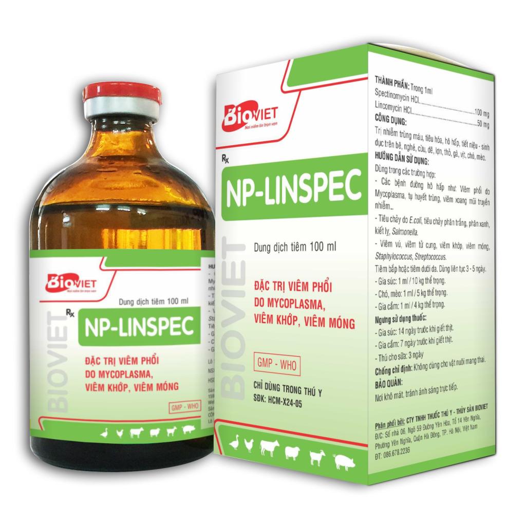 LINSPEC 100ML : ĐẶC TRỊ VIÊM PHỔI, VIÊM KHỚP , E.COLI KÉO MÀNG TRÊN GIA CẦM