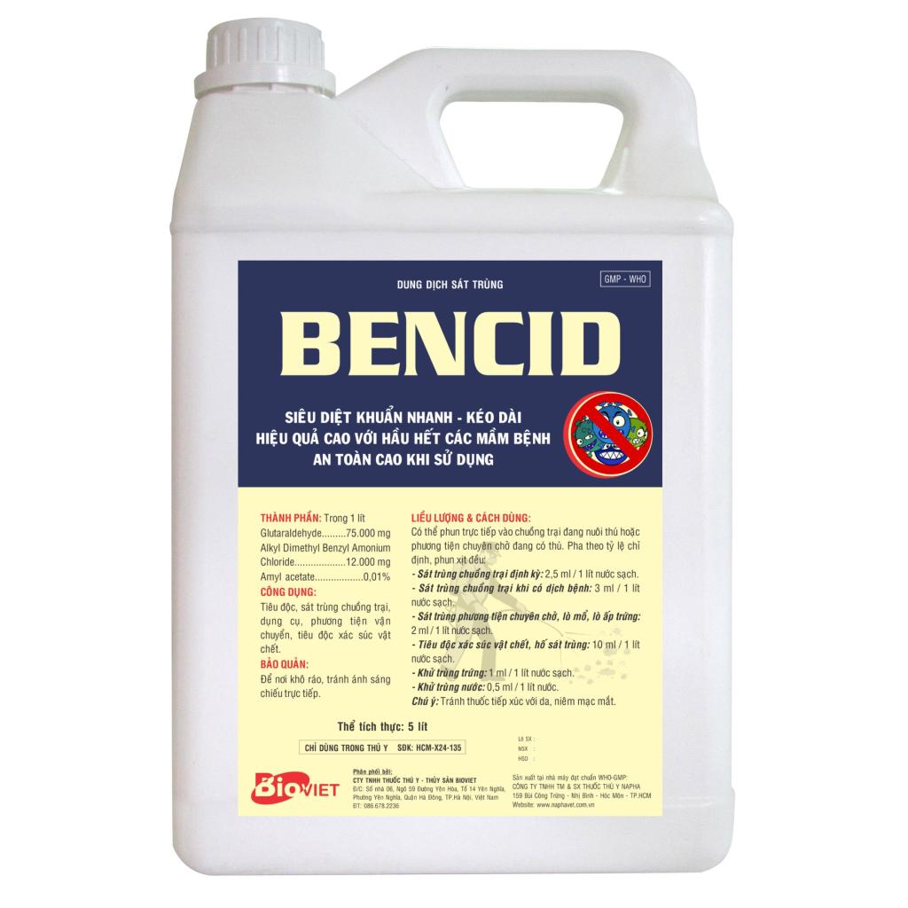 BENCID ( SÁT TRÙNG HOẠT PHỔ RỘNG ) : SÁT TRÙNG VỆ SINH CHUỒNG TRẠI, DIỆT VU KHUẨN, VIRUS