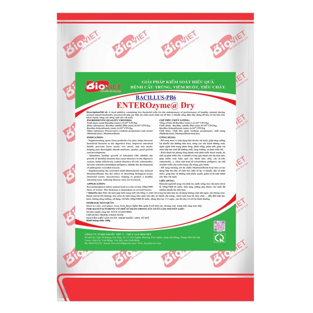 ENTEROZYME@  ( MEN CAO CẤP)  GIẢI PHÁP KIỂM SOÁT VIÊM RUỘT, CẦU TRÙNG HIỆU QUẢ CAO, ỨC CHẾ E.COLI & Salmonella HIỆU QUẢ