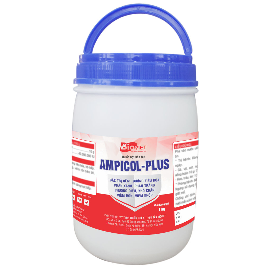 AMPICOL PLUS ( AMPICOLIS 10%) ĐẶC TRỊ PHÂN XANH, PHÂN TRẮNG, CHƯỚNG DIỀU KHÔ CHÂN