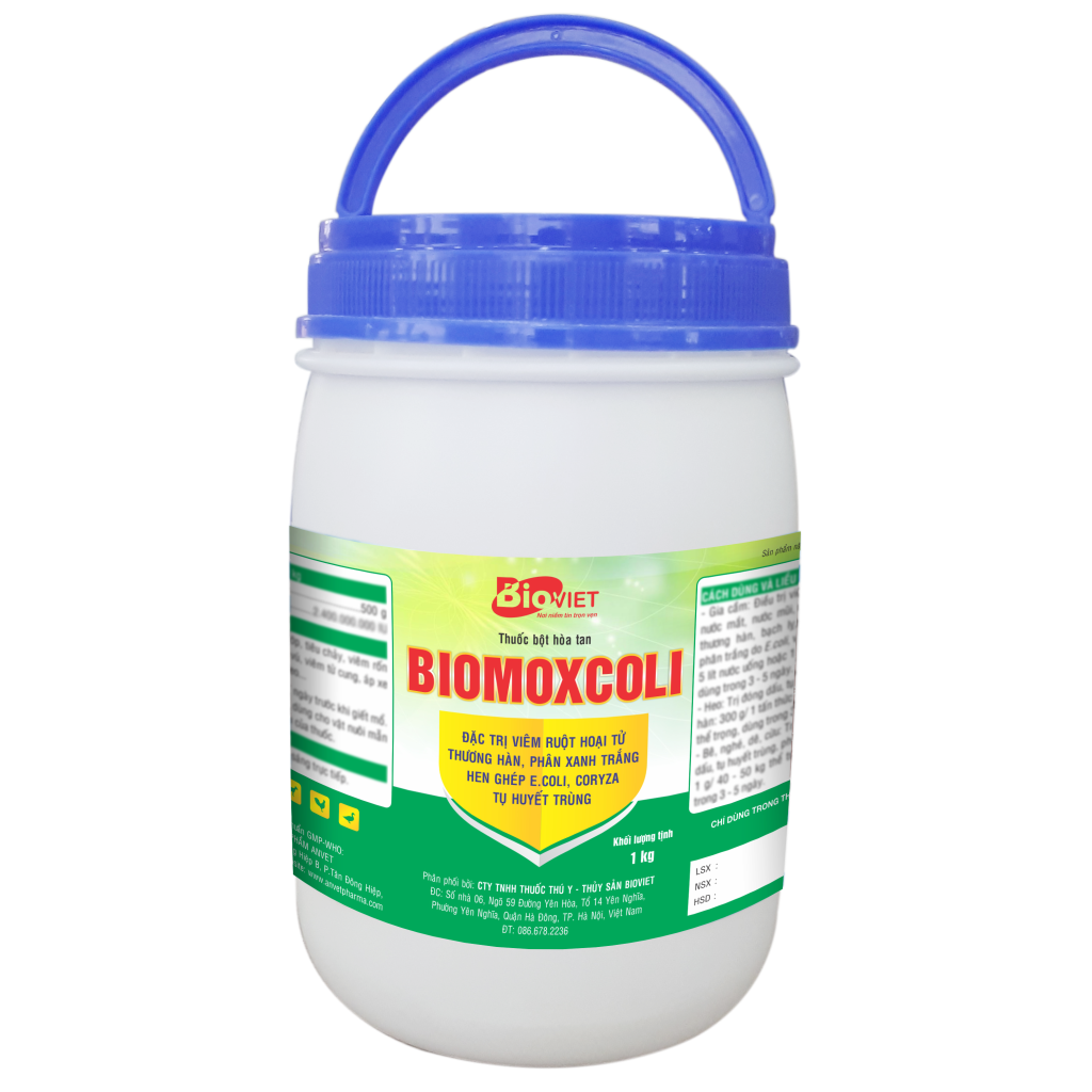 BIOMOXCOLI ( AMOX COLIS 50% ) : ĐẶC TRỊ VIÊM ĐƯỜNG HÔ HẤP, ĐƯỜNG TIÊU HOÁ, ĐẶC TRỊ TIÊU CHẢY, VIÊM RUỘT