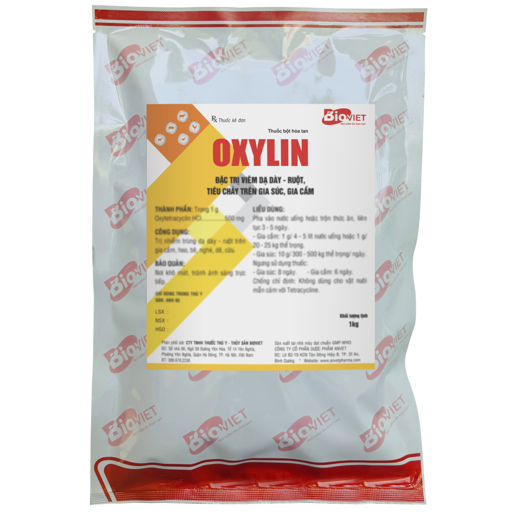 OXYLIN ( Oxytetracillin: 50%) ĐẶC TRỊ HÔ HẤP, VIÊM BUỒNG TRỨNG TRÊN GIA CẦM ĐẺ, TRỊ NHIỄM TRÙNG ĐƯỜNG TIÊU HOÁ