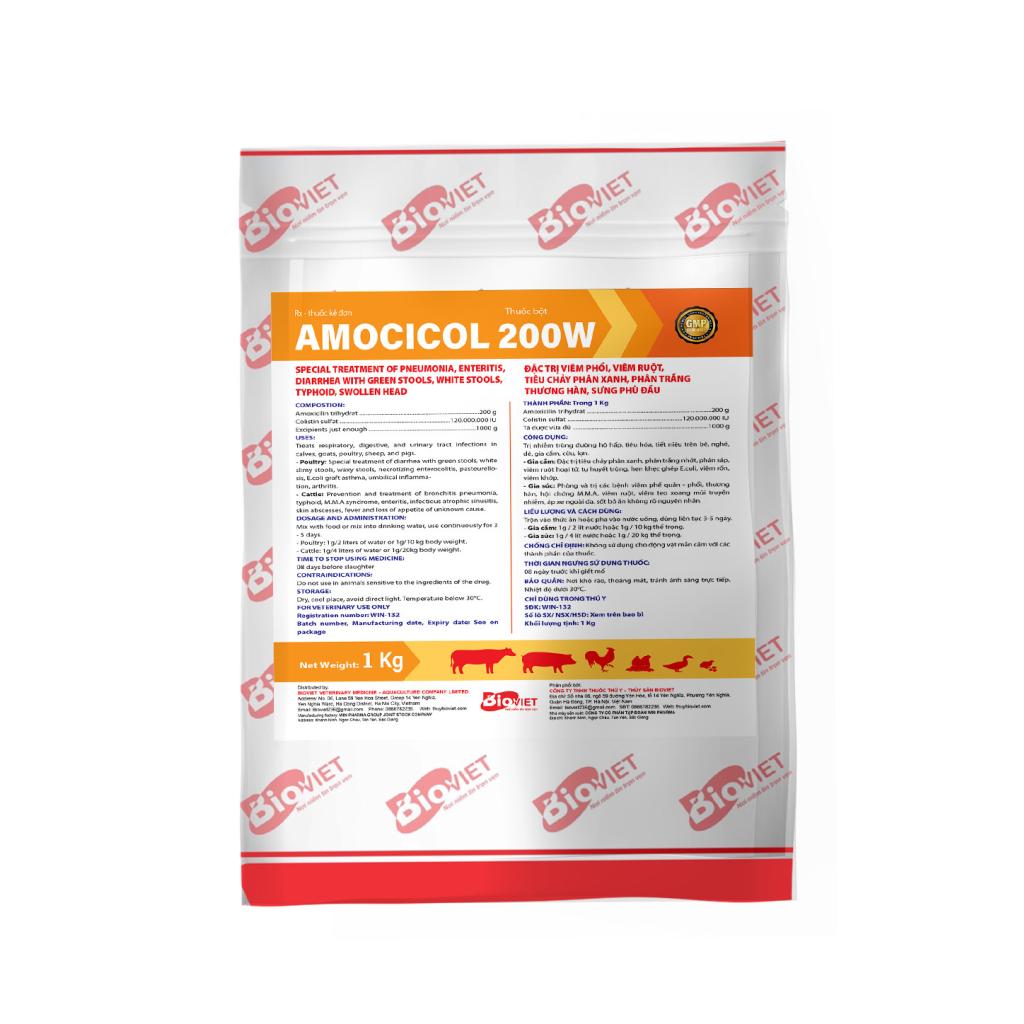 AMIXICOL ( AMOX 20% COLIS)  ĐẶC TRỊ VIÊM RUỘT, TIÊU CHẢY,  SƯNG PHÙ ĐẦU