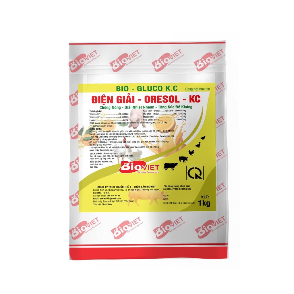 ĐIỆN GIẢI - ORESOL - KC : CHỐNG NÓNG, BÙ ĐIỆN GIẢI , TĂNG ĐỀ KHÁNG VẬT NUÔI