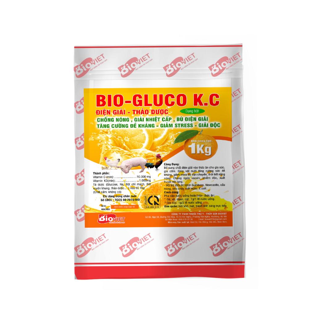 BIO - GLUCO K.C  - CUNG CẤP ĐIỆN GIẢI , THẢO DƯỢC - CHỐNG NÓNG , GIẢI NHIỆT CHO VẬT NUÔI