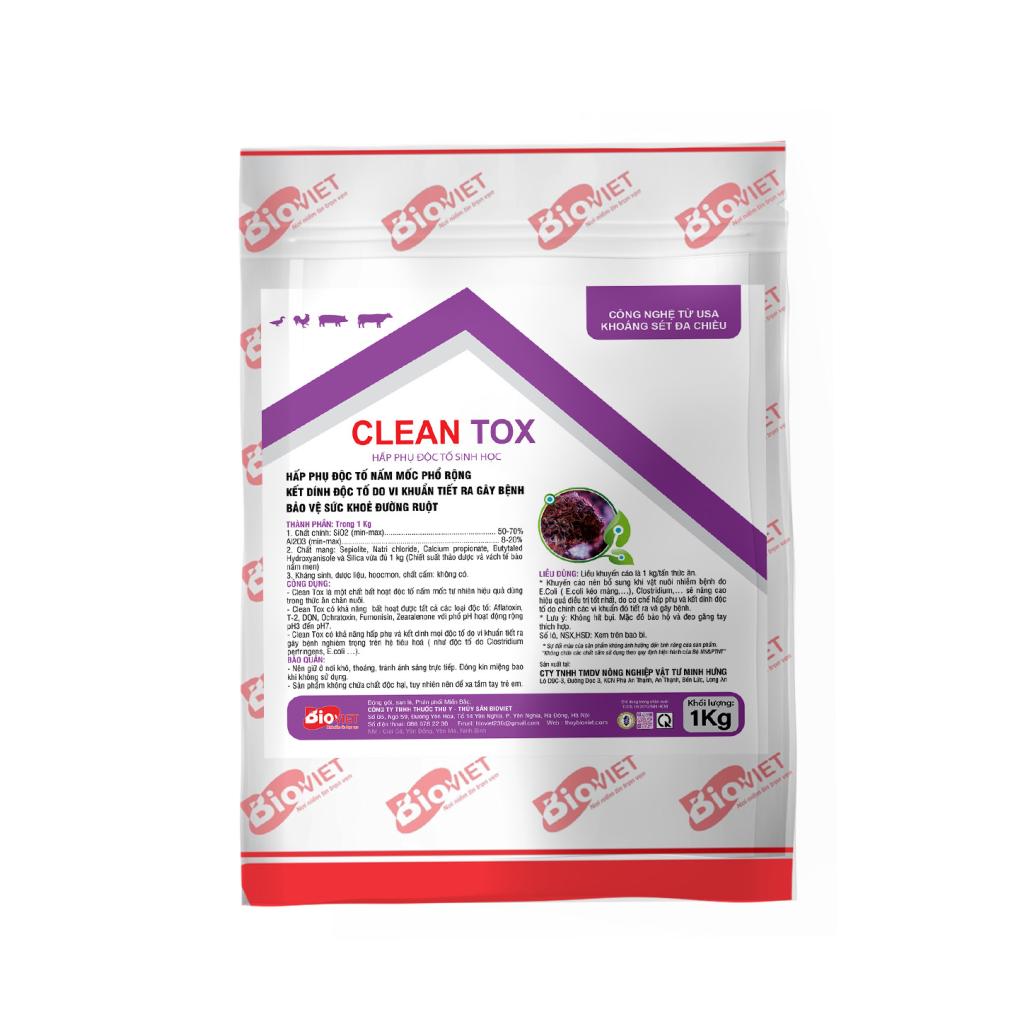 CLEAN TOX  - HẤP PHỤ ĐỘC TỐ NẤM MỐC, ĐỘC TỐ DO VI KHUẨN TIẾT RA, BẢO VỆ SỨC KHOẺ CHO VẬT NUÔI